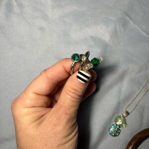 Elegant jewelry Set-3 rings , necklace, and 2 wooden bangles